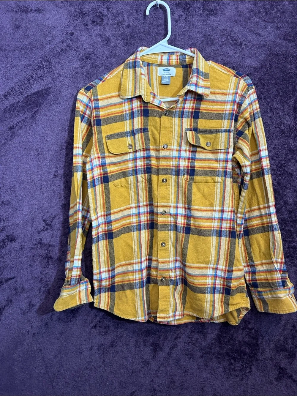 Old Navy Mustard Yellow Plaid Button-Down Shirt